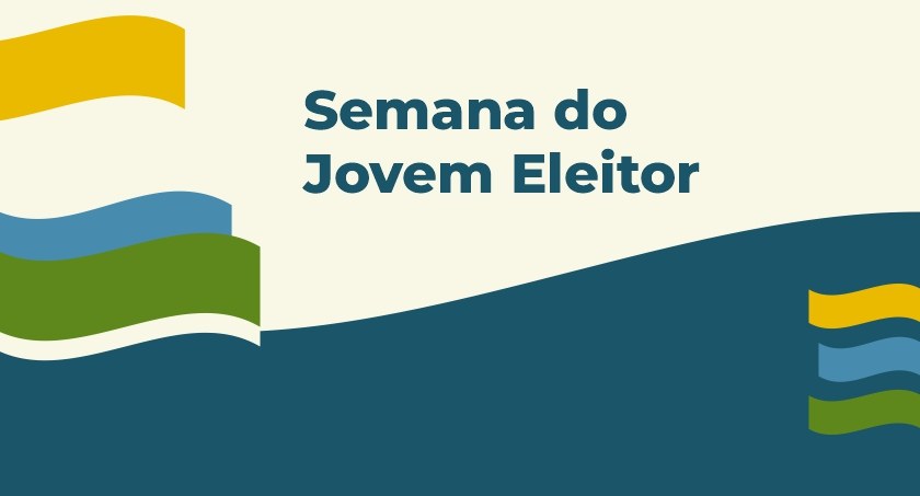 Banner com fundo bege, elementos gráficos em azul, verde e amarelo e a frase Quem resolve antes,...
