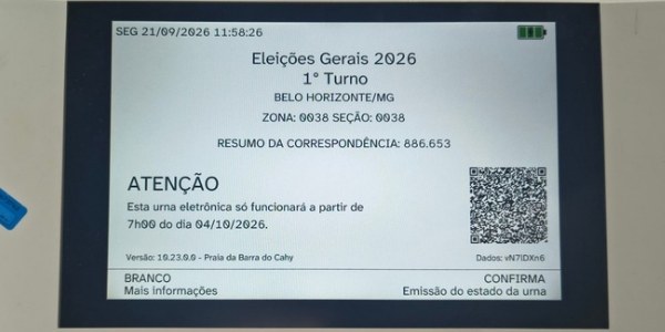 Carga das urnas BH 2026 - 1º turno