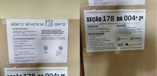 Cartaz de instrução para votação traduzida para a língua Maxakali