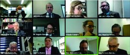 Print de tela do Zoom, com 12 quadrados mostrando imagens de integrantes da Corte Eleitoral mine...