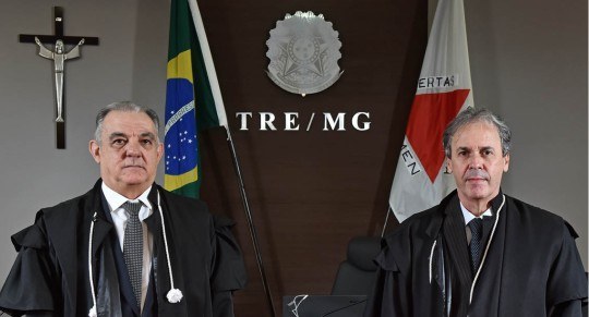 TRE-MG-posse-2021-1 Desembargadores Marcos Lincoln dos Santos e Maurício Soares, presidente e vice-presidente do TRE...