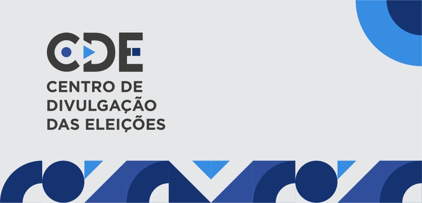 Banner CDE 2024 - TRE-MG Banner retangular com fundo cinza claro e detalhes em tons de azul na borda inferior e canto sup...