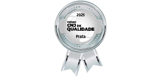 banner Selo Prata CNJ Imagem mostra um selo na cor prata, com a inscrição Prêmio CNJ de Qualidade 2025.
