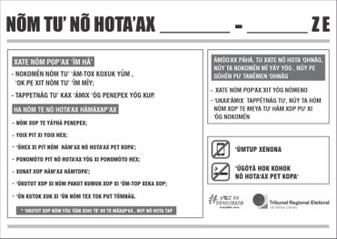 Cartaz retangular na horizontal, com fundo branco e informações escritas em preto - identificaçã...
