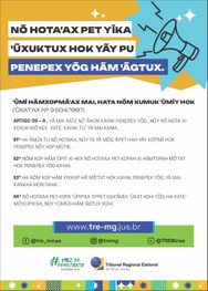 Cartaz retangular na horizontal, com fundo branco e informações escritas em preto - identificaçã...