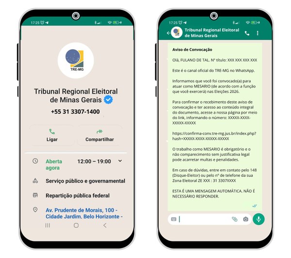 Convocação mesário WhatsApp... - TRE/MG 2026