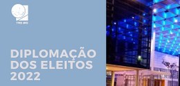 Arte com foto da Sala Minas Gerais no lado direito. No lado esquerdo, fundo azul claro e a inscr...