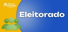 Banner com fundo amarelo e azul. No canto esquerdo, desenho de três bonecos em verde. Sobre a pa...