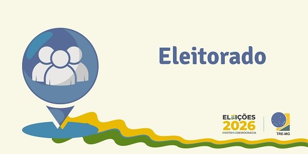 Banner de cor creme com o desenho de três boneco sem rosto dentro de um círculo azul, a palavra ...