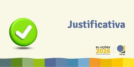 Banner creme com elementos coloridos no rodapé e a palavra Justificativa.