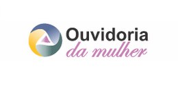 Banner branco com a palavra Ouvidoria escrita em preto e a expressão 'da mulher' escrita em rosa...