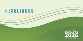 Banner em dois tons de verde, com a palavra resultados e a logomarca Eleições 2026