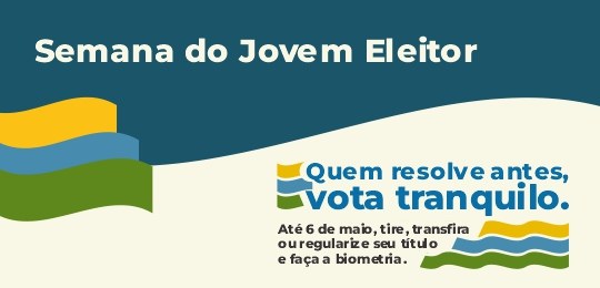 Banner com fundo bege e detalhes em tons de azul, amarelo e verde. No topo, o título Semana do J...