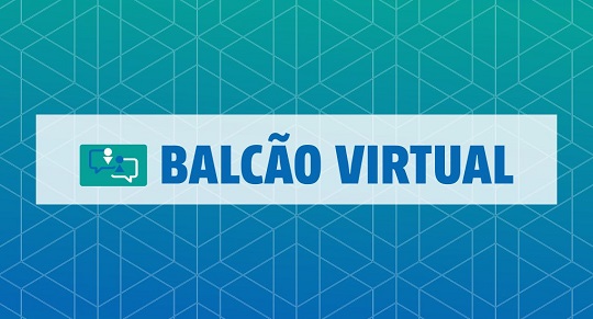Fundo degradê azul e verde. NO centro está escrito Balcão Virtual.