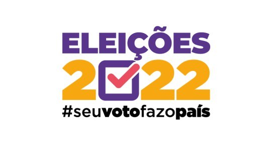 Logo das Eleições 2022, com o slogan "#seuvotofazopaís".
