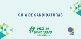 Card com fundo azul claro com o texto Guia de Candidaturas - Voz da Democracia - Eleições 2024