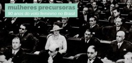 A imagem mostra uma plateia cheia de homens e apenas uma mulher, e os dizeres: Mulheres precurso...